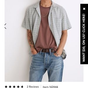 Madewell Easy Short-Sleeve Camp Shirt in Stitch Dobby